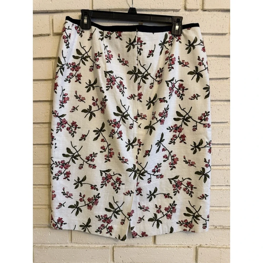 Ann Taylor Women's Classic Floral‎ Straight & Pencil Skirt Size 12 Lined White